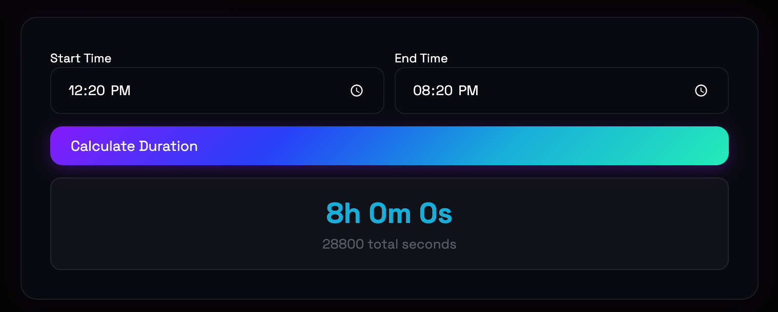 How to use Time Duration Calculator online — free, fast, and private